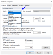 Možnosti programu, Výběr jazyka